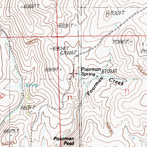 Topographic Map of Poorman Spring, NV