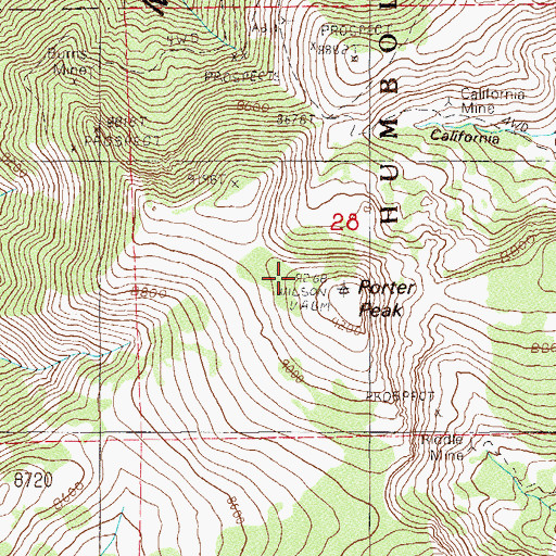 Topographic Map of Porter Peak, NV