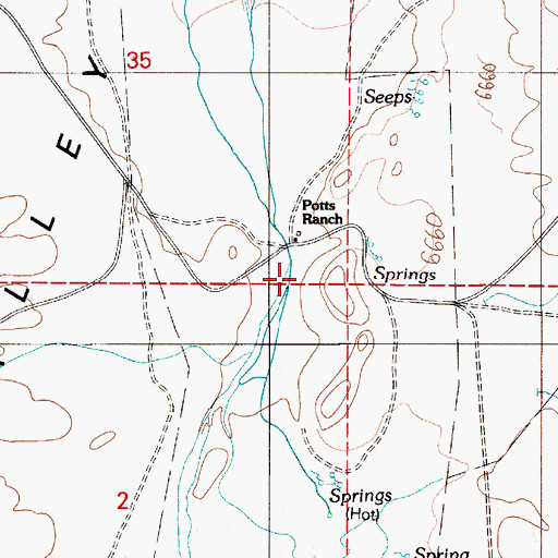 Topographic Map of Potts Ranch, NV
