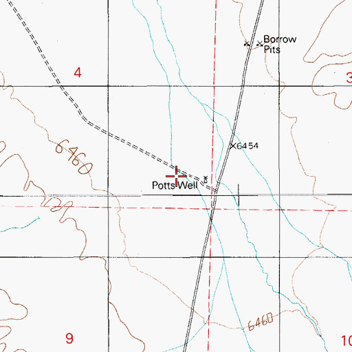 Topographic Map of Potts Well, NV