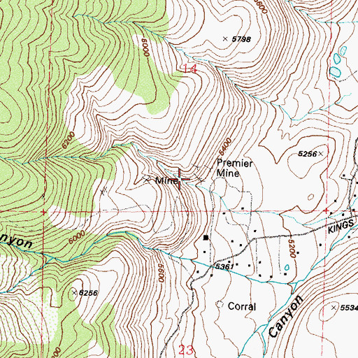 Topographic Map of Premier Mine, NV