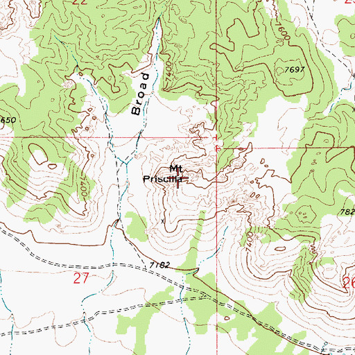 Topographic Map of Mountain Priscilla, NV