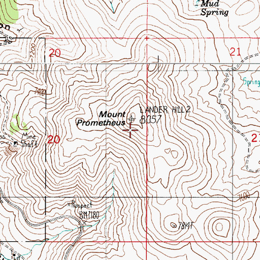 Topographic Map of Mount Prometheus, NV