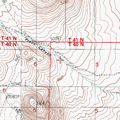 Topographic Map of Provo Canyon, NV