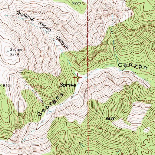 Topographic Map of Quaking Aspen Canyon, NV
