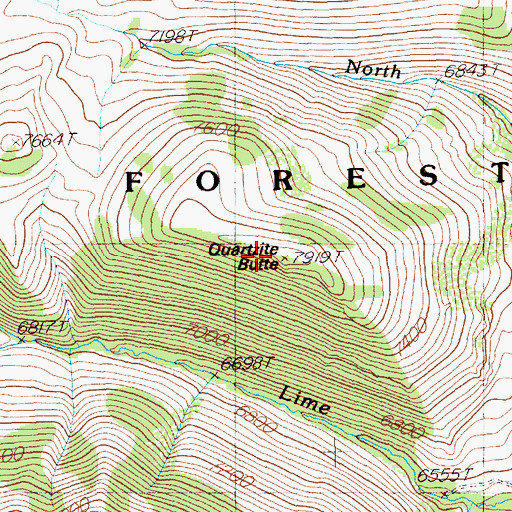 Topographic Map of Quartzite Butte, NV