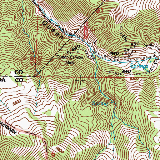 Topographic Map of Queen Canyon Mine, NV