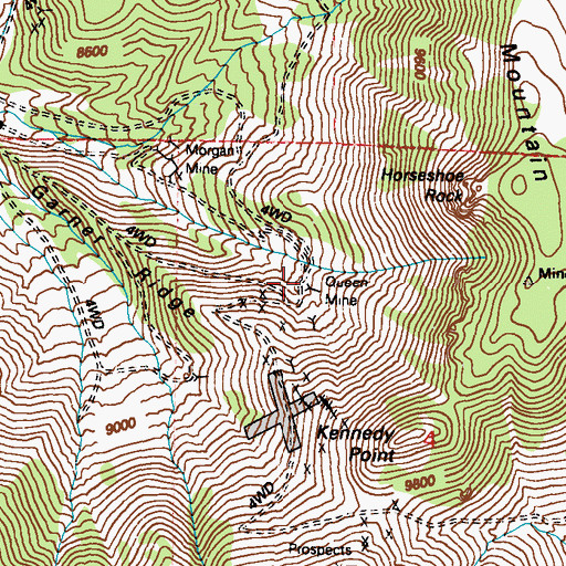 Topographic Map of Queen Mine, NV