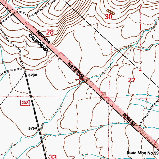 Topographic Map of Queen Valley, NV