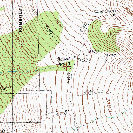 Topographic Map of Raised Spring, NV