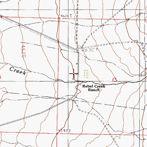 Topographic Map of Rebel Creek Ranch, NV