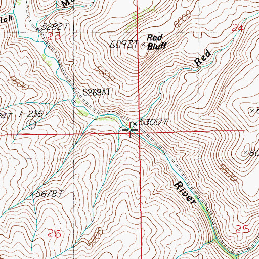 Topographic Map of Red Bluff Wash, NV