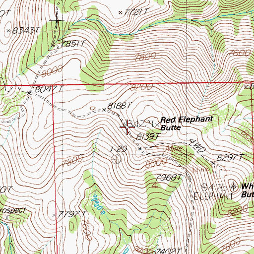 Topographic Map of Red Elephant Butte, NV