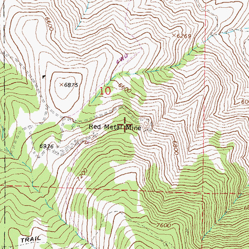 Topographic Map of Red Metal Mine, NV
