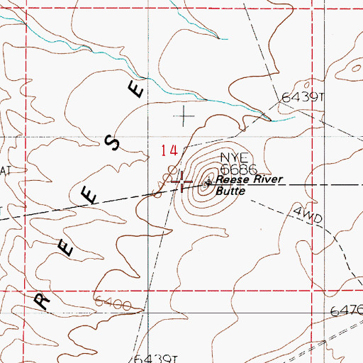 Topographic Map of Reese River Butte, NV