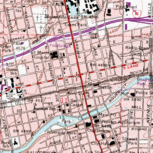 Topographic Map of Reno, NV