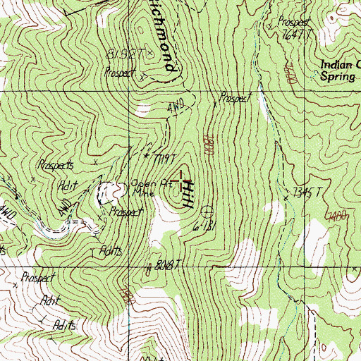 Topographic Map of Richmond Hill, NV