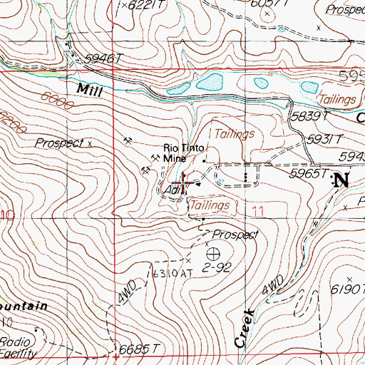 Topographic Map of Rio Tinto Mine, NV