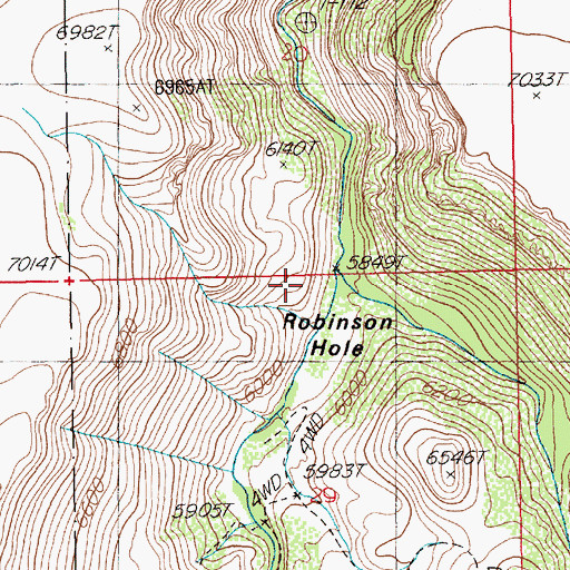 Topographic Map of Robinson Creek, NV