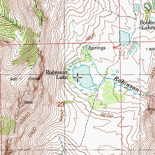 Topographic Map of Robinson Lake, NV