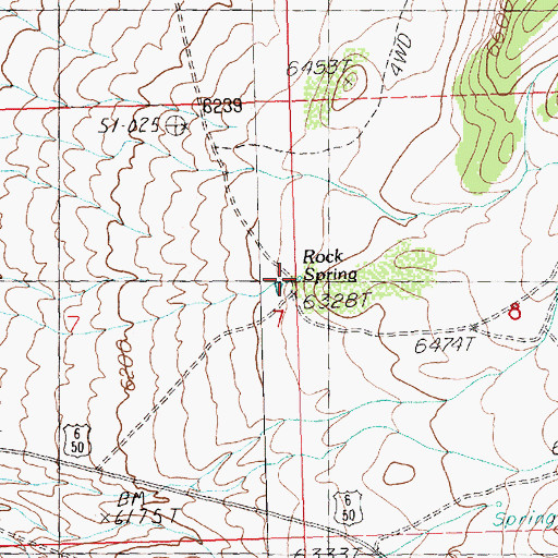 Topographic Map of Rock Spring, NV