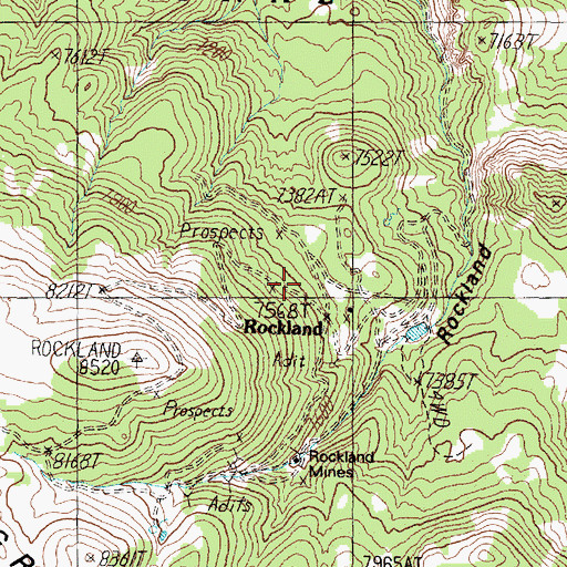 Topographic Map of Rockland, NV