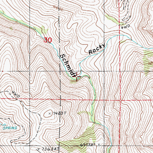 Topographic Map of Rocky Canyon, NV
