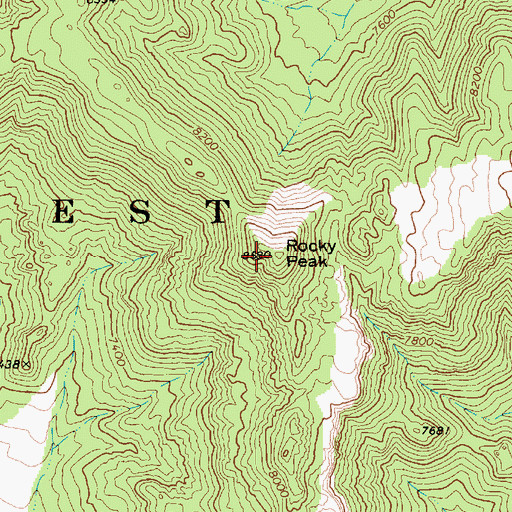 Topographic Map of Rocky Peak, NV