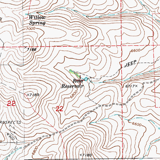 Topographic Map of Ross Reservoir, NV
