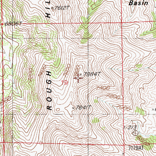 Topographic Map of Rough Hills, NV
