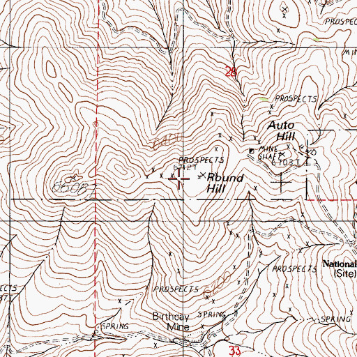 Topographic Map of Round Hill, NV