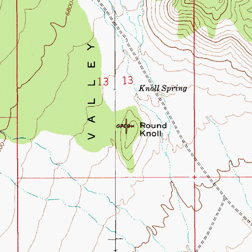 Topographic Map of Round Knoll, NV
