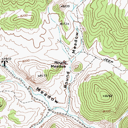 Topographic Map of Round Meadow, NV