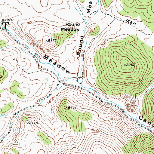 Topographic Map of Round Meadow Canyon, NV