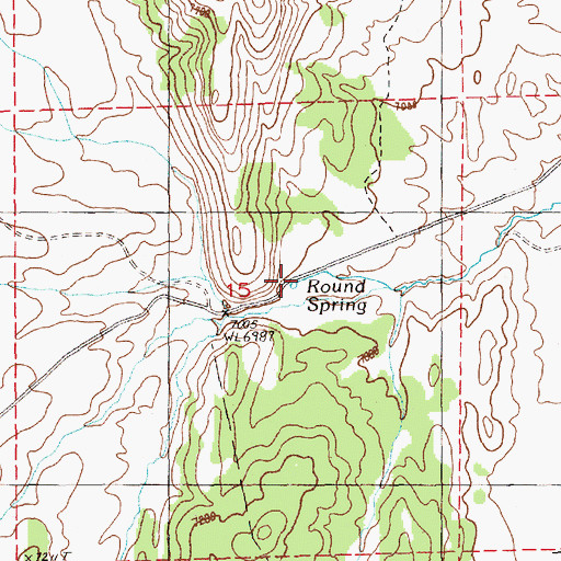 Topographic Map of Round Spring, NV