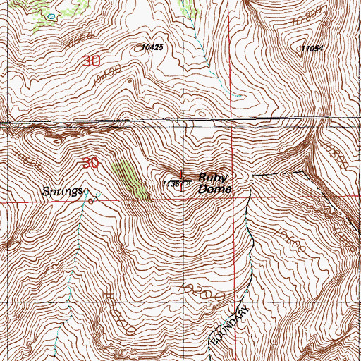Topographic Map of Ruby Dome, NV