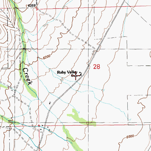 Topographic Map of Ruby Valley School (historical), NV