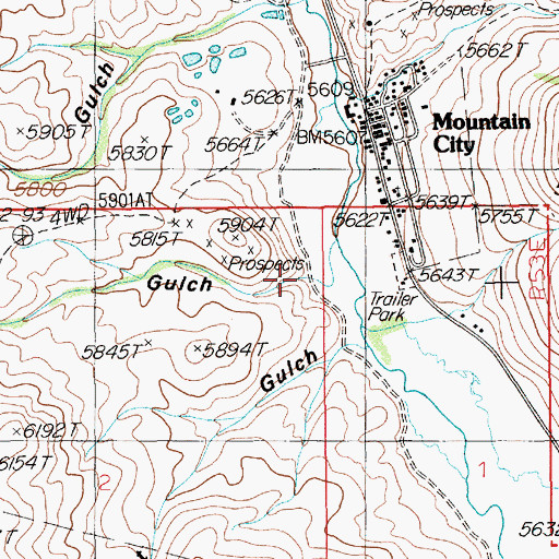 Topographic Map of Russel Gulch, NV