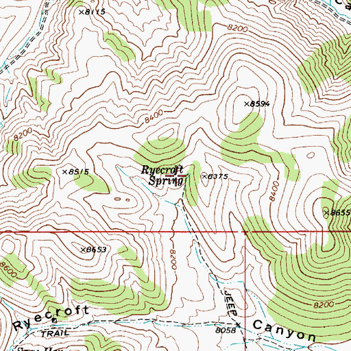 Topographic Map of Ryecroft Spring, NV