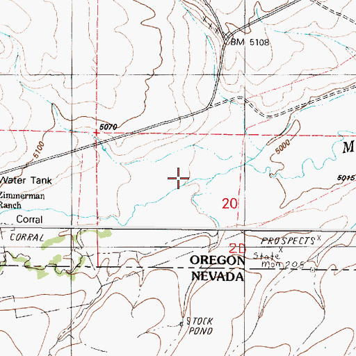 Topographic Map of Sage Creek, NV