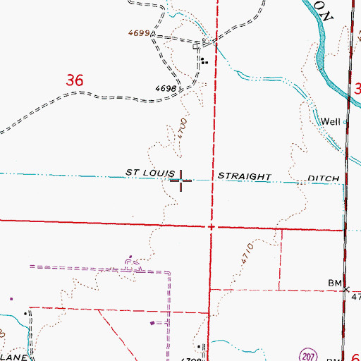 Topographic Map of Saint Louis Straight Ditch, NV