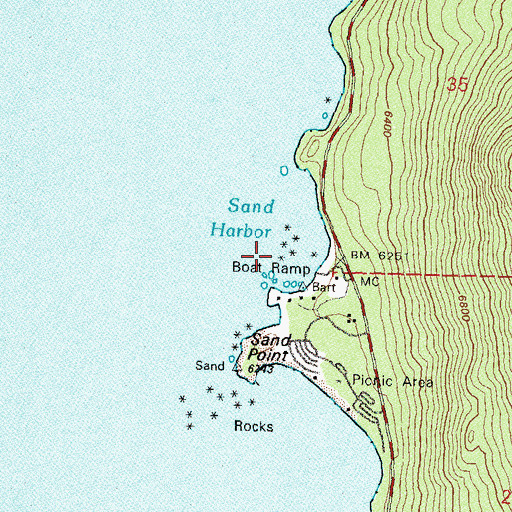 Topographic Map of Sand Harbor, NV