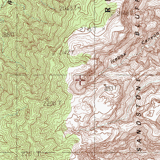 Topographic Map of Sandstone Bluffs, NV
