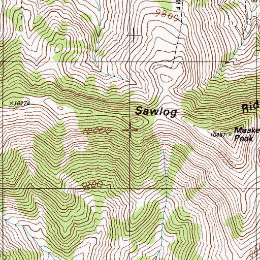 Topographic Map of Sawlog Ridge, NV