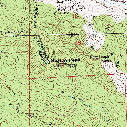 Topographic Map of Saxton Peak, NV