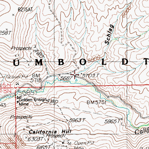 Topographic Map of Schlag Draw, NV