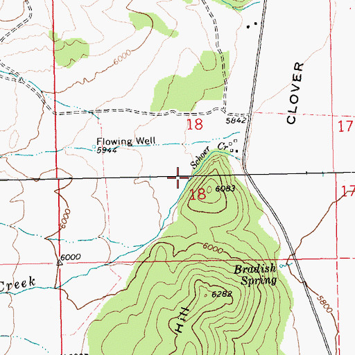 Topographic Map of Schoer Creek, NV
