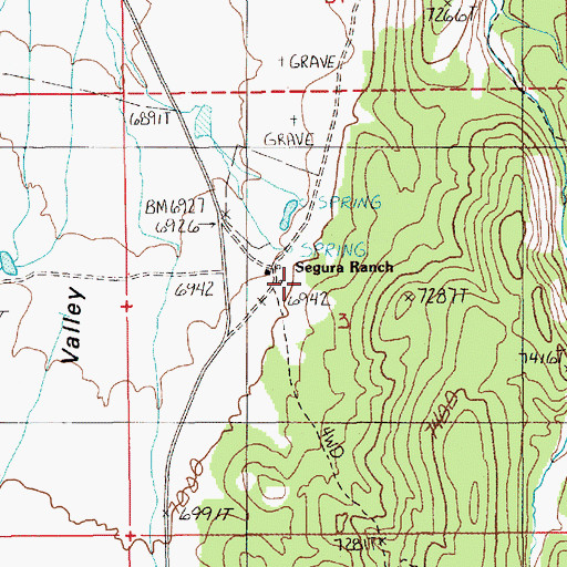 Topographic Map of Segura Ranch, NV