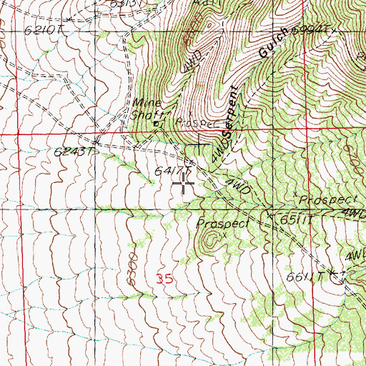 Topographic Map of Serpent Gulch, NV