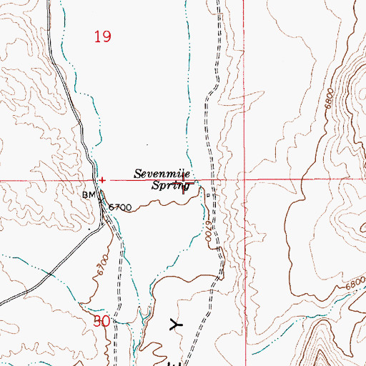 Topographic Map of Sevenmile Spring, NV